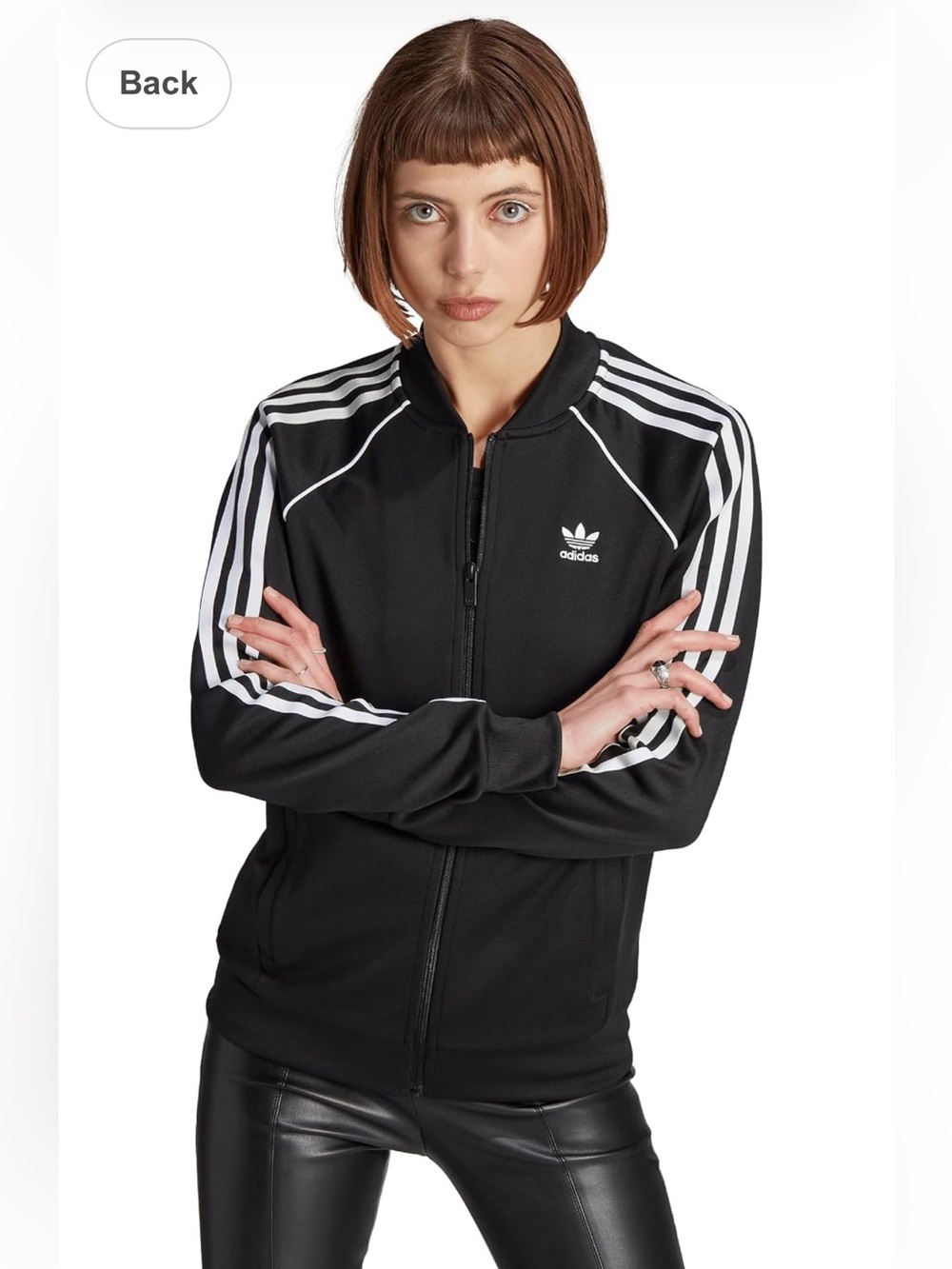 Adidas Black Track Jacket with 3 White Stripes